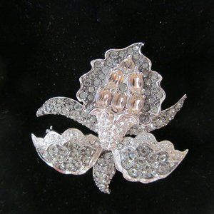 NOLAN MILLER VINTAGE IRIS CRYSTALS PAVE BROOCH 2"
